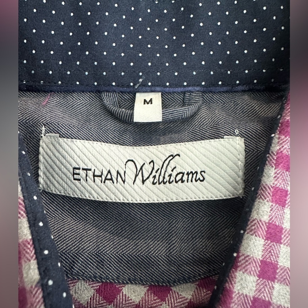 Ethan Williams Gingham Long Sleeve Button Up Shirt - Mens Size Medium - Picture 3 of 6